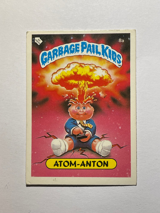 Garbage Pail Kids | German Test Set | 1985 | ATOM ANTON 8A CHECKLIST | OS1 ADAM BOMB/BLASTED BILLY