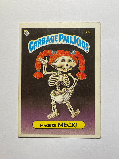 Garbage Pail Kids | German Test Set | 1985 | MAGERE MECKI 29A CHECKLIST | OS1 BONY JOANIE/THIN LYNN