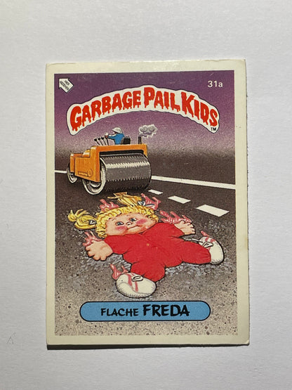 Garbage Pail Kids | German Test Set | 1985 | FLACHE FREDA 31A | OS1 RUN DOWN RHONDA/FLAT PAT