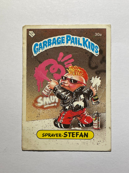 Garbage Pail Kids | German Test Set | 1985 | SPRAYER STEFAN 30A | OS1 NEW WAVE DAVE/GRAFFITY PETEY