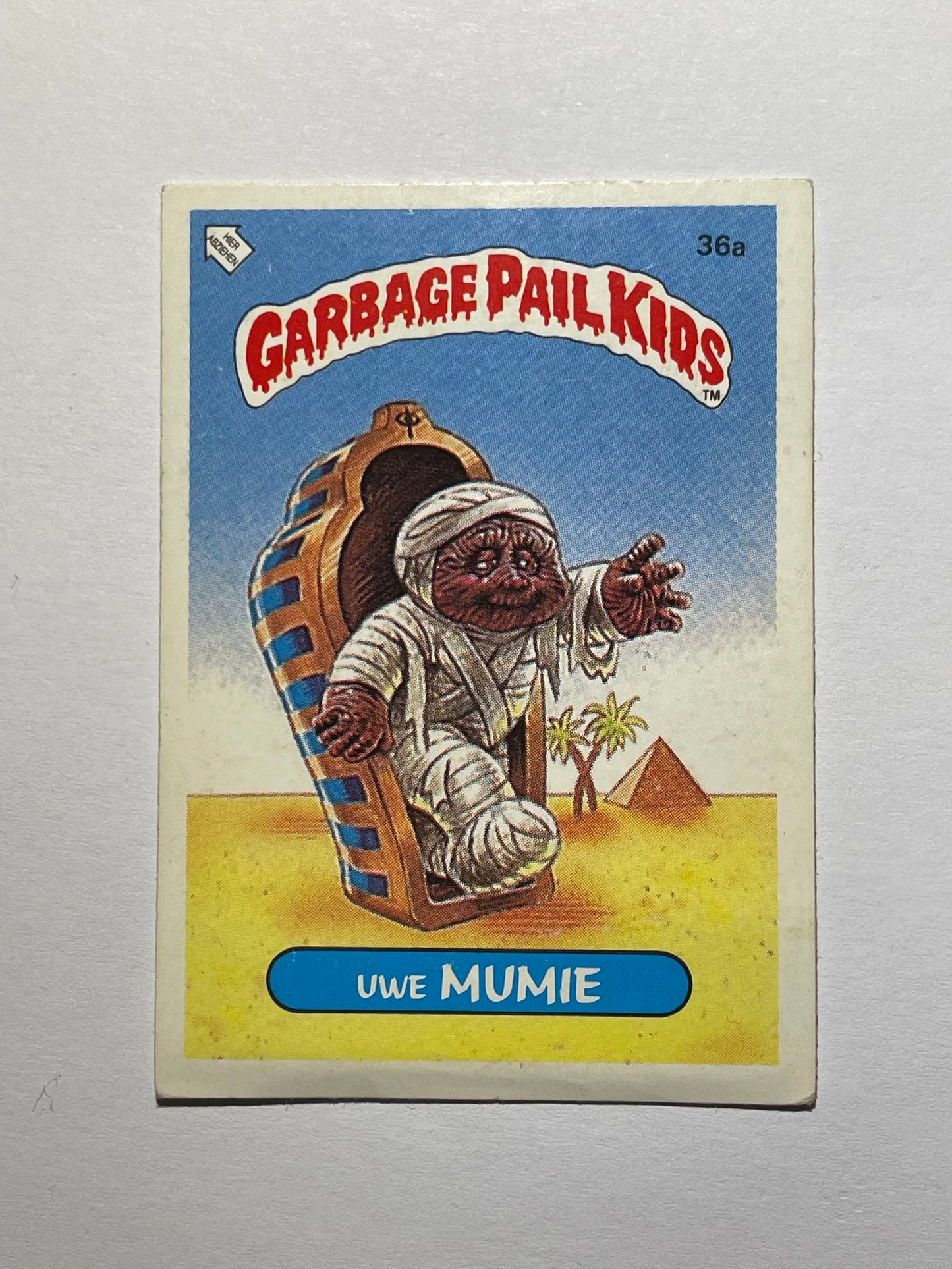 Garbage Pail Kids | German Test Set | 1985 | UWE MUMIE 36A | OS1 WRAPPIN'RUTH/TOMMY TOMB