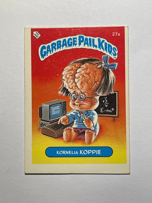 Garbage Pail Kids | German Test Set | 1985 | KORNELIA KOPPIE 27A | OS1 BRAINY JANIE/ JENNY GENIUS