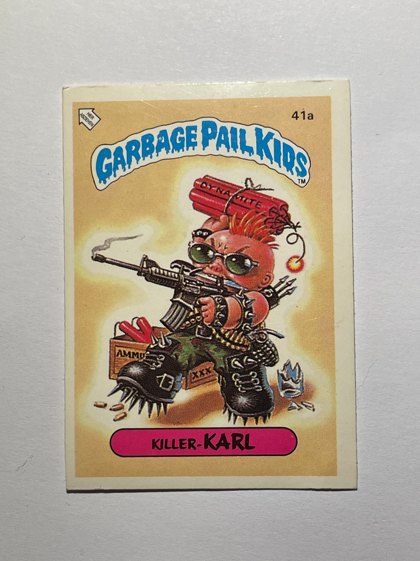 Garbage Pail Kids | German Test Set | 1985 | KILLER KARL 41A | OS1 MEAN GENE/JOLTIN' JOE