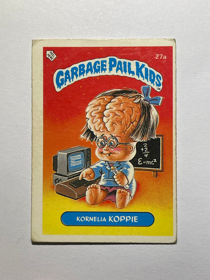 Garbage Pail Kids | German Test Set | 1985 | KORNELIA KOPPIE 27A | OS1 BRAINY JANIE/JENNY GENIUS