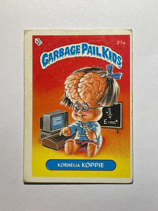 Garbage Pail Kids | German Test Set | 1985 | KORNELIA KOPPIE 27A | OS1 BRAINY JANIE/JENNY GENIUS